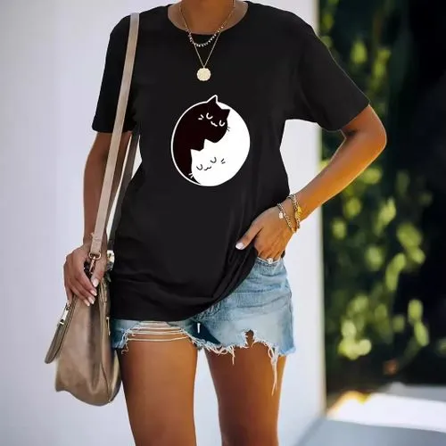 Women's T-shirt Short Sleeve T-Shirts Simple Style Cat