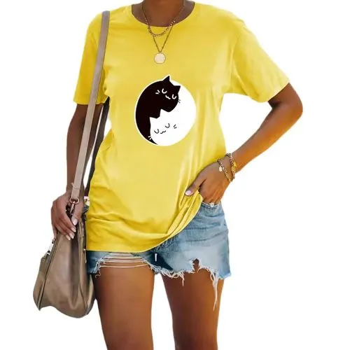 Women's T-shirt Short Sleeve T-Shirts Simple Style Cat