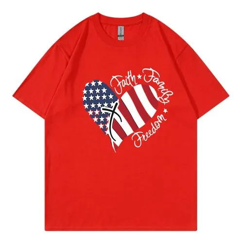 Women's T-shirt Short Sleeve T-Shirts Simple Style Letter American Flag