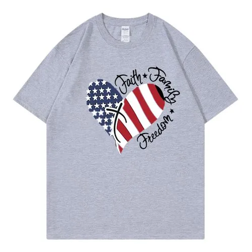 Women's T-shirt Short Sleeve T-Shirts Simple Style Letter American Flag