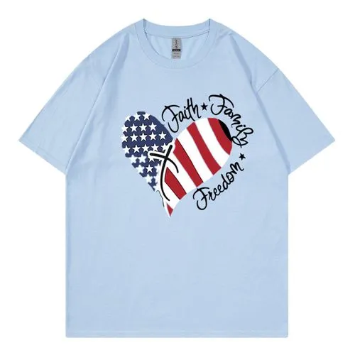 Women's T-shirt Short Sleeve T-Shirts Simple Style Letter American Flag