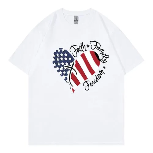 Women's T-shirt Short Sleeve T-Shirts Simple Style Letter American Flag